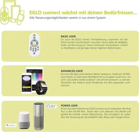 2 stk. eglo marghera-c bordlampe smart-home sort m. rgb cct(ubrugt)