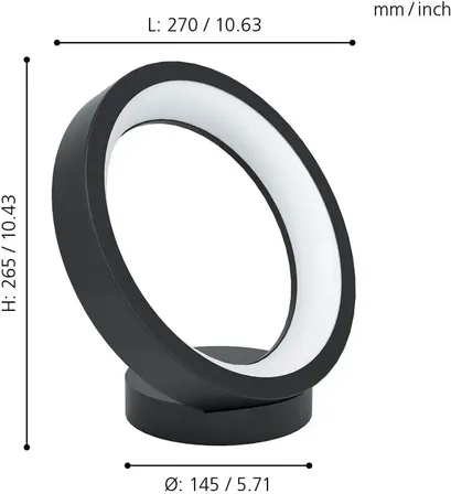 2 stk. eglo marghera-c bordlampe smart-home sort m. rgb cct(ubrugt)