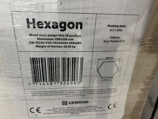 Fibrotech Hexagon Træbeton GRÅ 36stk