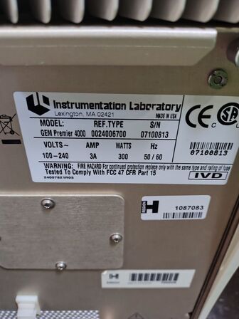 Blood Gas Analyzer  GEM PREMIER  4000