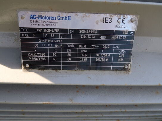 55 kwa. Elmotor testet og afprøvet.