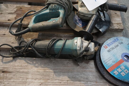 2 stk. Vinkelsliber + bajonetsav MAKITA 