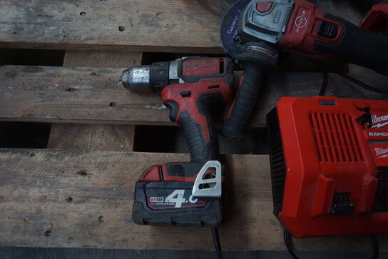 Vinkelsliber + 2 stk. boremaskiner MILWAUKEE