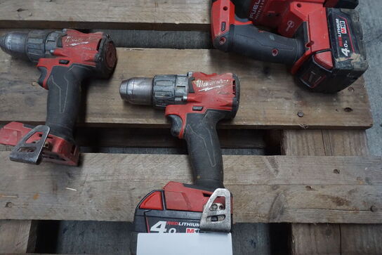 3 stk. Boremaskiner MILWAUKEE