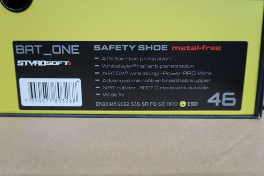 1 Par Airtox | AIRTOX Safety Shoe BAT.ONE | Sort/gul | 46 Model nr: 1780328
