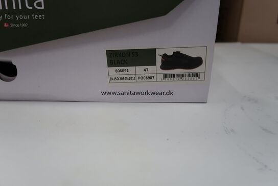 1 Par Sanita | Zirkon sikkerhedssko | Sort | 47 Model nr: 1666827