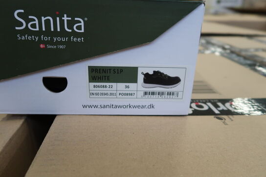 1 Par Sanita | Prenit sikkerhedssko | Sort/hvid | 36 Model nr: 1666832