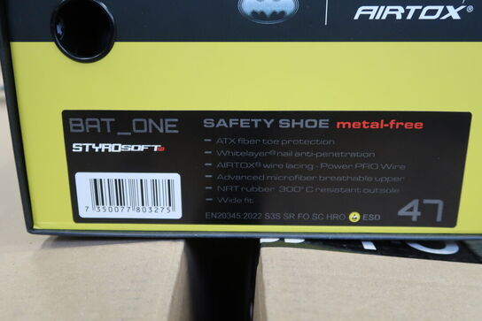 1 Par Airtox | AIRTOX Safety Shoe BAT.ONE | Sort/gul | 47 Model nr: 1780329