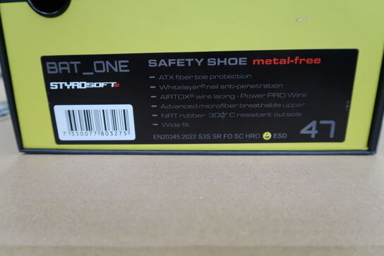 1 Par Airtox | AIRTOX Safety Shoe BAT.ONE | Sort/gul | 47 Model nr: 1780329