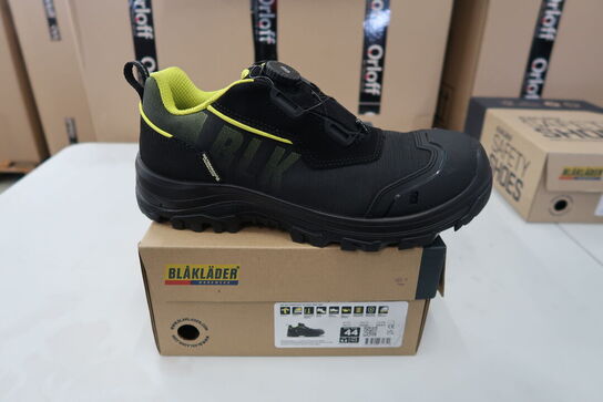 1 Par Blåkläder | Storm sikkerhedssko | Sort/neon gul | 44 Model nr: 1756934