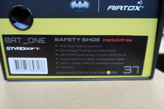 1 Par Airtox | AIRTOX Safety Shoe BAT.ONE | Sort/gul | 37 Model nr: 1780319