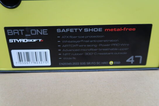 1 Par Airtox | AIRTOX Safety Shoe BAT.ONE | Sort/gul | 47 Model nr: 1780329