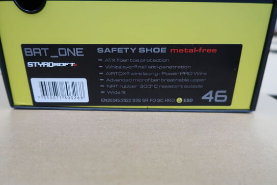 1 Par Airtox | AIRTOX Safety Shoe BAT.ONE | Sort/gul | 46 Model nr: 1780328