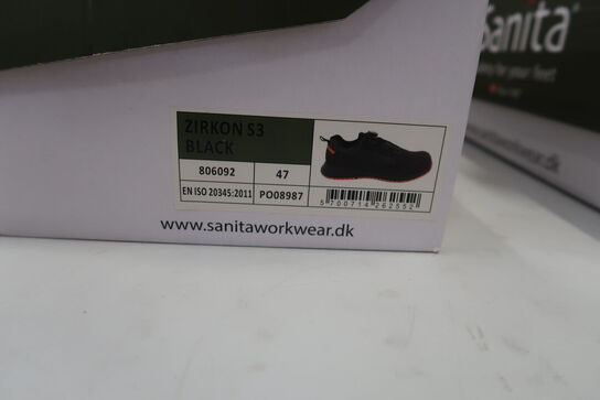 2 Par Sanita | Zirkon sikkerhedssko | Sort | 47 Model nr: 1666827