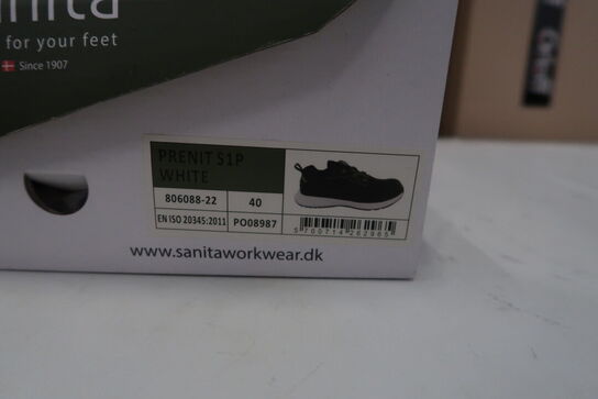 1 Par Sanita | Prenit sikkerhedssko | Sort/hvid | 40 Model nr: 1666836