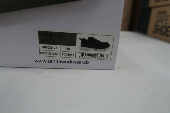 1 Par Sanita | Prenit sikkerhedssko | Sort/hvid | 48 Model nr: 1666844
