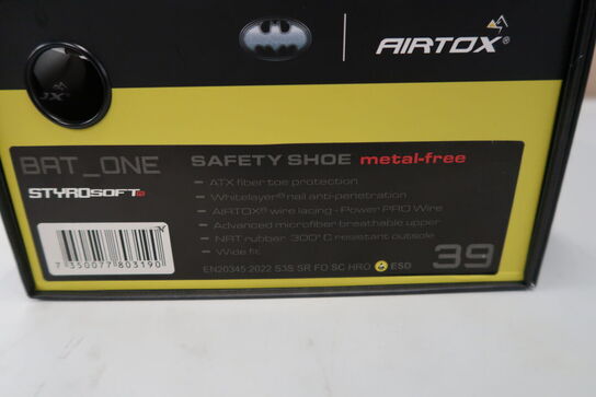 1 Par Airtox | AIRTOX Safety Shoe BAT.ONE | Sort/gul | 39 Model nr: 1780321