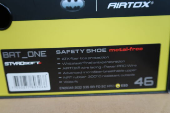1 Par Airtox | AIRTOX Safety Shoe BAT.ONE | Sort/gul | 46 Model nr: 1780328
