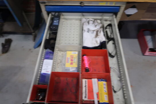 Arbejdsbord med skruestik samt div. Værktøj