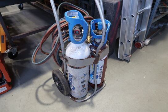 Vogn med skærebrænder (flasker medfølger ikke)