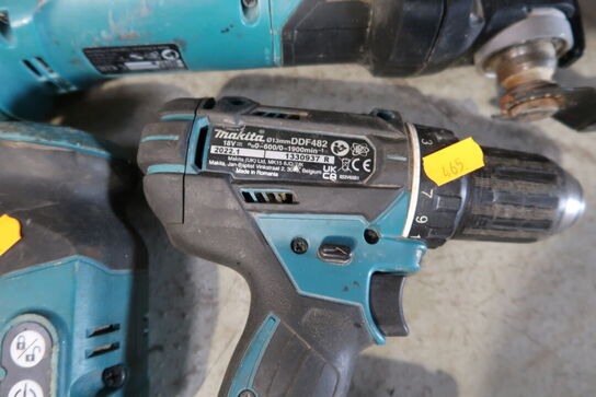 3 stk. akku håndværktøj MAKITA DJV181, DDF482  med 3 stk. batterier og lader