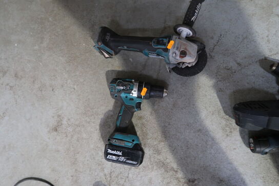 2 stk. akku håndværktøj MAKITA DHP484, DGA506 med 2 stk. batterier