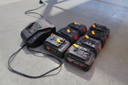 7 stk. batterier BOSCH samt lader