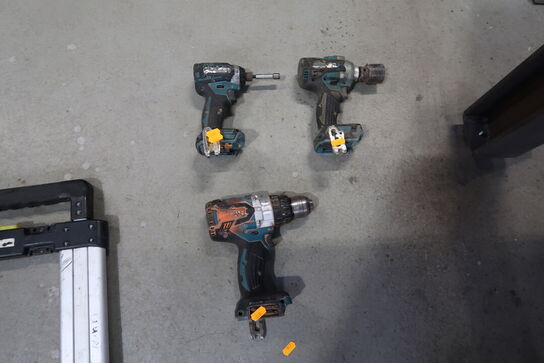 3 stk. akku håndværktøj MAKITA DTD154, DTW300 m.fl.