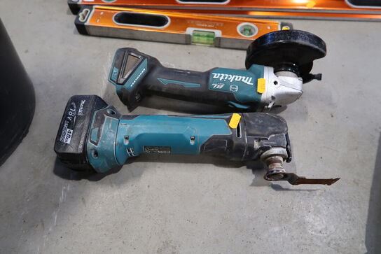 2 stk. akku håndværktøj MAKITA DTM51, DGA506, med batteri