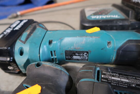 3 stk. akku håndværktøj MAKITA DJV181, DDF482  med 3 stk. batterier og lader