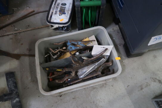 Div. Værktøj, kabeltromle samt opbevaringskasse