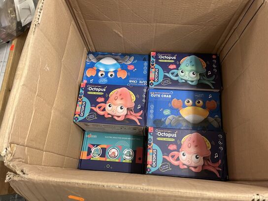 14 stk. cute crab, octopus, 30 stk. small duck og fjernstyret fly