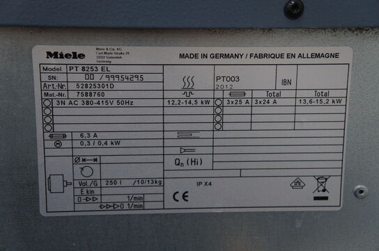 Industritørretumbler MIELE PT8250 EL