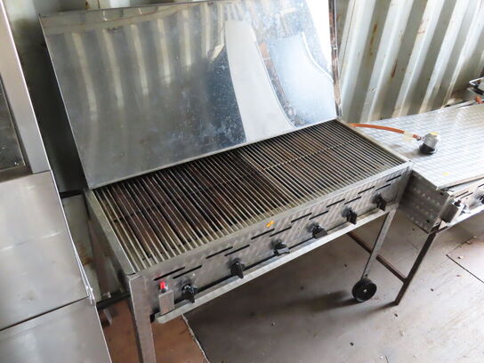 Gasgrill med 6 blus og låg