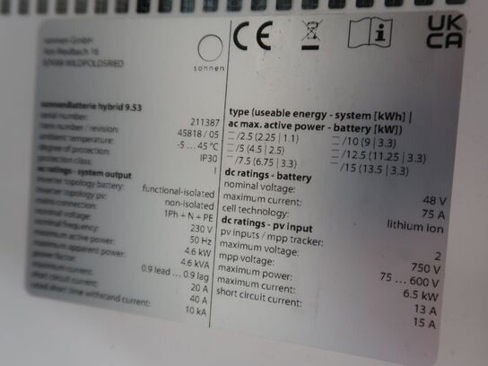 Batteri SONNE Hybrid 9.53