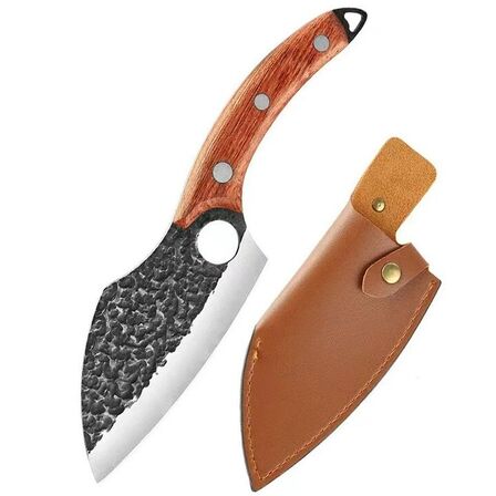 2 stk. Køkkenkniv med ergonomisk håndtag - Brun