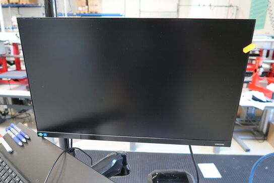 Computerskærm LENOVO, tastatur, håndscanner, computer LENOVO