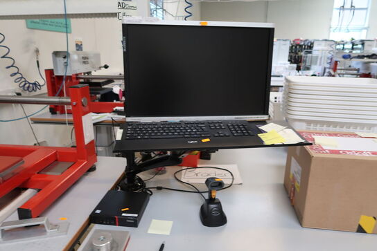 Computerskærm HP, tastatur, håndscanner, computer LENOVO