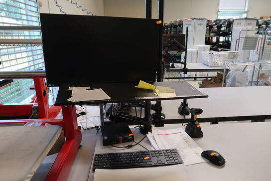 Computerskærm LENOVO, tastatur, håndscanner, computer LENOVO