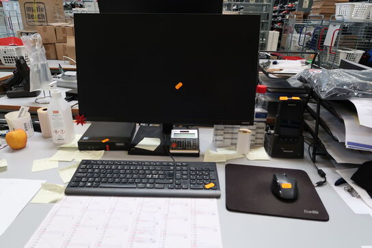 Computerskærm SAMSUNG, tastatur, håndscanner, computer LENOVO