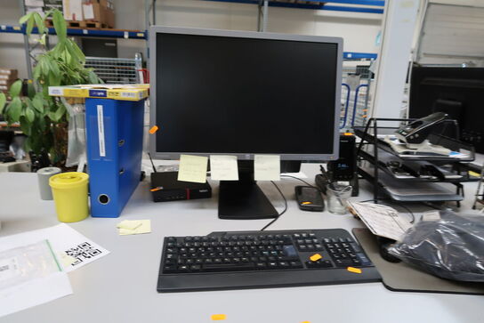 Computerskærm HP, tastatur, håndscanner, computer LENOVO