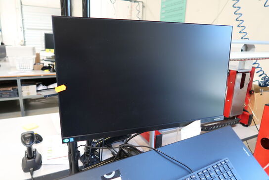 Computerskærm LENOVO, tastatur, håndscanner, computer LENOVO