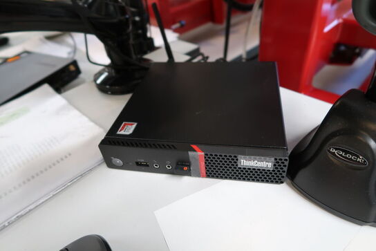 Computerskærm LENOVO, tastatur, håndscanner, computer LENOVO