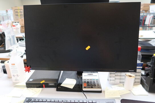 Computerskærm SAMSUNG, tastatur, håndscanner, computer LENOVO