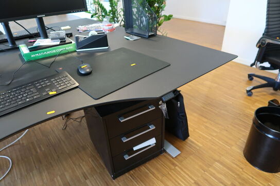 El. hæve/sænke skrivebord uden indhold samt skuffemodul