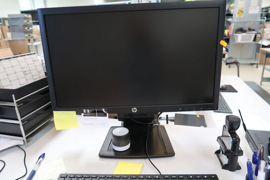 Computerskærm HP, tastatur, håndscanner, computer LENOVO
