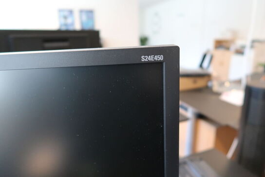 2 stk. computerskærme SAMSUNG S24E450, tastatur, mus, dockingstation