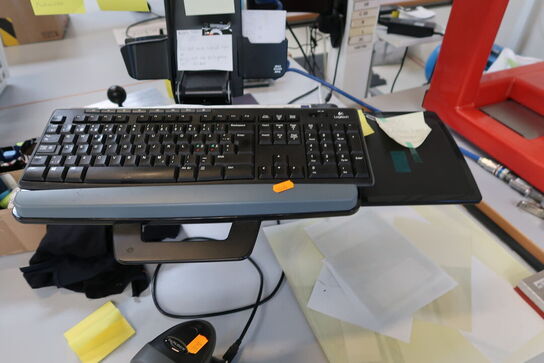 Computerskærm HP, tastatur, håndscanner, computer LENOVO