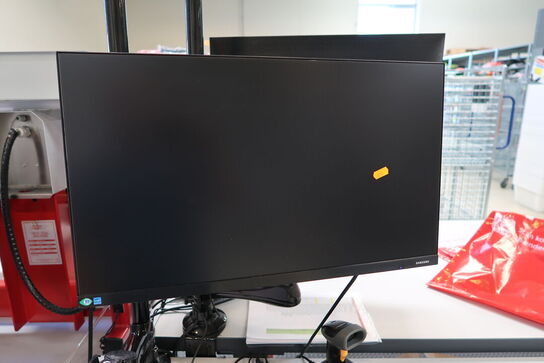 Computerskærm LENOVO, tastatur, håndscanner, computer LENOVO