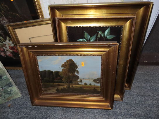 6 stk. malerier, 5 stk. er i ramme